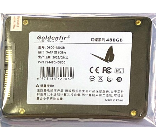 SSD диск 2,5" 480GB Goldenfir SATA-III D800-480 500/400MB/S, Новый