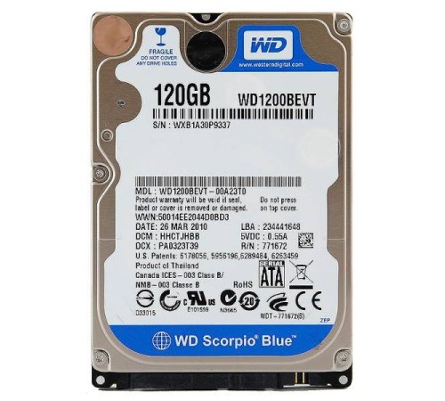 *Б/У* Жесткий диск 2,5" 120Gb SATA-II/III 5400rpm, с разбора, в ассортименте