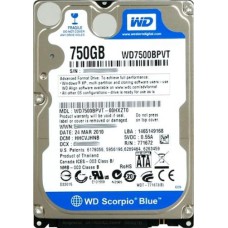 *Б/У* Жесткий диск 2,5" 750Gb WD WD7500BEVT SATA-II 5400rpm, с разбора [HDD750-X]