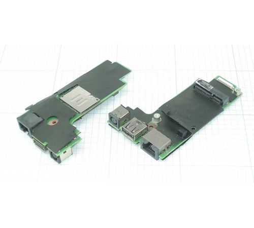 Разъем для ноутбука HY-DE030 Dell Vostro 3300 13.3" на плате с USB и LAN разъемами