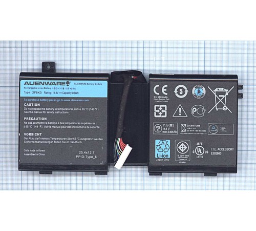 Аккумуляторная батарея 2F8K3 для ноутбука Dell Alienware M17x R5, 14.8V 86Wh, ORIGINAL