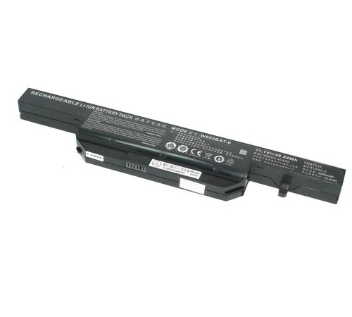 Аккумуляторная батарея для ноутбука DNS Clevo W650 11.1V 4400mAh W650BAT-6 черная Original
