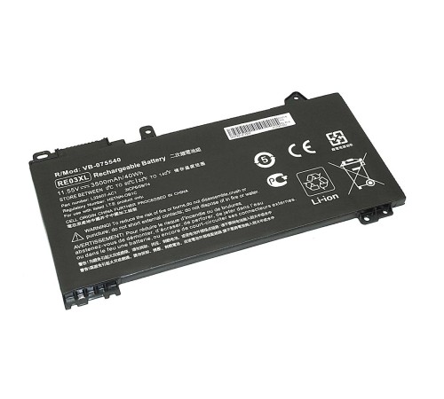 Аккумуляторная батарея для ноутбука HP ProBook 430 G6, 450 G6 (RE03XL) 11,55V 3500mAh OEM черная