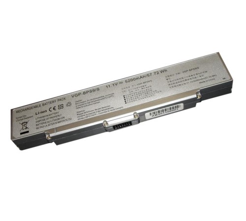 Аккумуляторная батарея для ноутбука Sony Vaio VGN-CR (VGP-BPS9) 5200mAh OEM серебристая