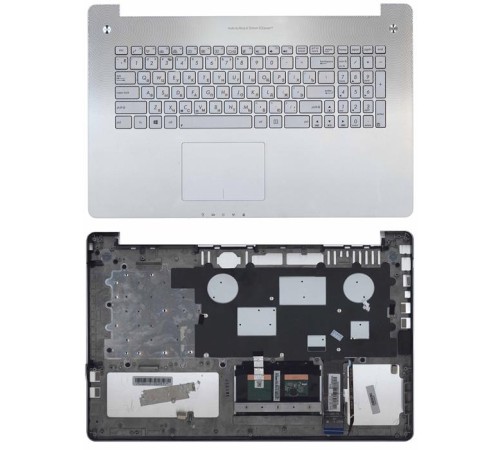 Клавиатура для ноутбука ASUS N750 серебристая топ-панель