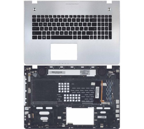 Клавиатура для ноутбука ASUS N76V черная, топ-панель серебристая