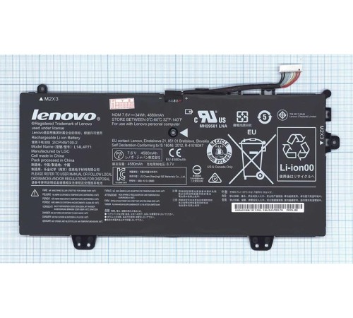Аккумуляторная батарея для ноутбука Lenovo Yoga 3 11 80J8 (L14L4P71) 7.6V 34Wh Original