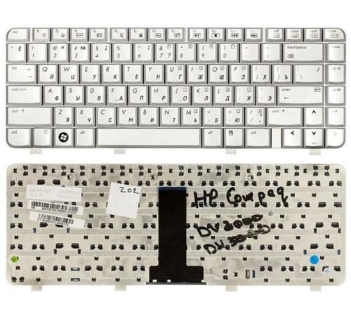 Клавиатура для ноутбука HP Pavilion dv2000, HP Compaq Presario V3000 серебристая