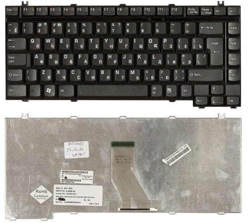 Клавиатура для ноутбука Toshiba Satellite A10, А15, А20, А25, А30, А35, А40, А45, А45, А50, А55, А60, А65, А70, А75, А80, 1400, 1900, 2400, М30, М35х, М40 (RU) черная
