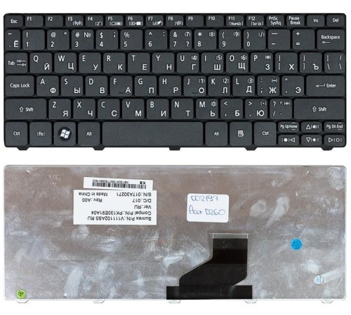 Клавиатура для ноутбука Acer Aspire One D255, D260, D270, AO532, PAV70, NAV70, AO521, AO533, AOS255, AOD260, ZH9, ZE6, D257 (RU) черная