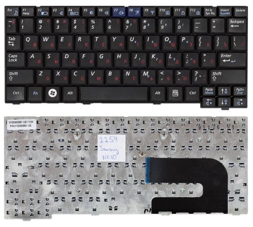 Клавиатура для ноутбука Samsung NC10, ND10, N110, N127, N130, N140 (RU) черная [10072]