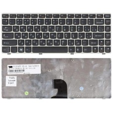 Клавиатура для ноутбука Lenovo IdeaPad Z360 черная с серебристой рамкой