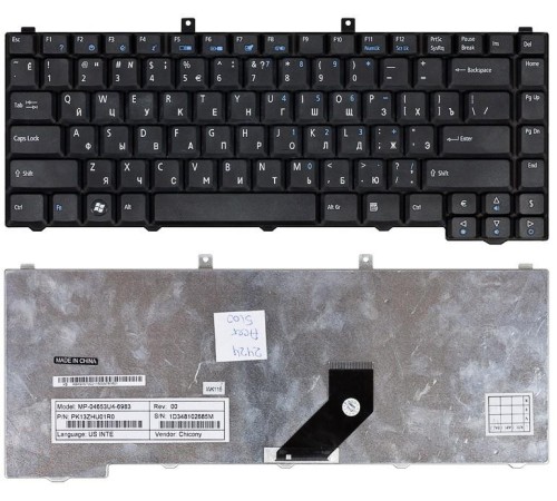 Клавиатура для ноутбука Acer Aspire 3100, 3600, 3650, 3690, 5100, 5110, 5610, 5620, 5630, 5650, 5680, 9110, 9120, Extensa 1670, 5200, 5510 (RU) черная [00511]