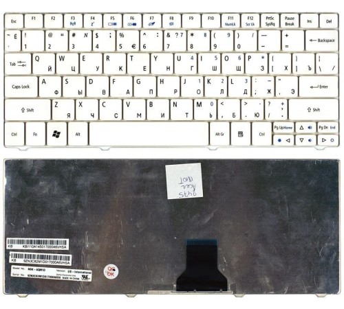 Клавиатура для ноутбука Acer Aspire 1810 1825 1830; Acer Aspire One 721 722 751 752 753 ZA3 ZA5 AO751 (RU) белая [10164]