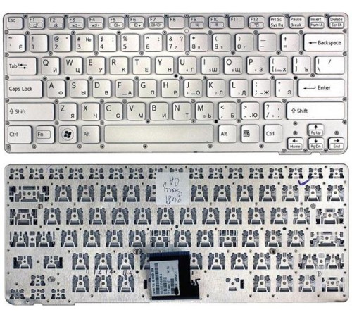 Клавиатура для ноутбука Sony Vaio VPC-CA VPCCA VPCSA VPC-SA серебристая