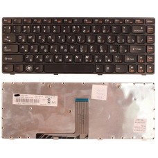 Клавиатура для ноутбука Lenovo B470, B475, G470, V470 (RU) черная, черная рамка [10029]