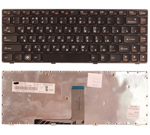 Клавиатура для ноутбука Lenovo B470, B475, G470, V470 (RU) черная, черная рамка
