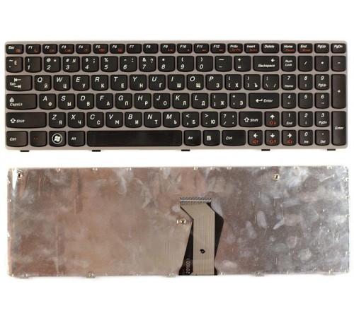 Клавиатура Lenovo IdeaPad G570, G770, Z560, Z565 (RU) черная, с серой рамкой