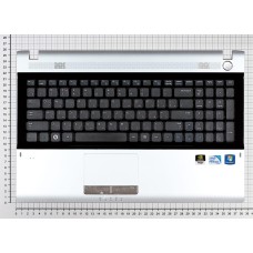 Клавиатура (топ-панель) для ноутбука Samsung RV511, RV515, RV520 (RU) черная, с серебрянной панелью [10004]