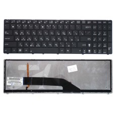 Клавиатура для ноутбука Asus K50, K51, K50AB, K50C, K50IN, K50IJ, K50IN, K60, K61, K62, K70, K70IJ, K72, N51, G70, F52, F52G, F90, X5D, X5DC, X5DIJ, X50IJ, X5DIN, X70 (RU) черная, с рамкой + подсветкой [00400]