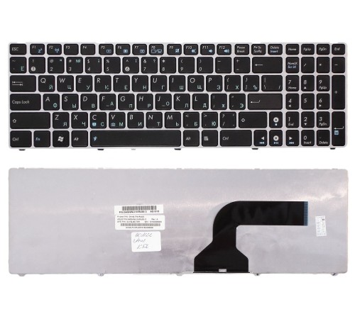 Клавиатура для ноутбука Asus K52 UL50 черная с серебристой рамкой