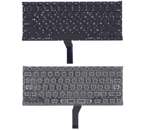 Клавиатура для ноутбука Apple A1369 2011+ черная с подсветкой, плоский ENTER