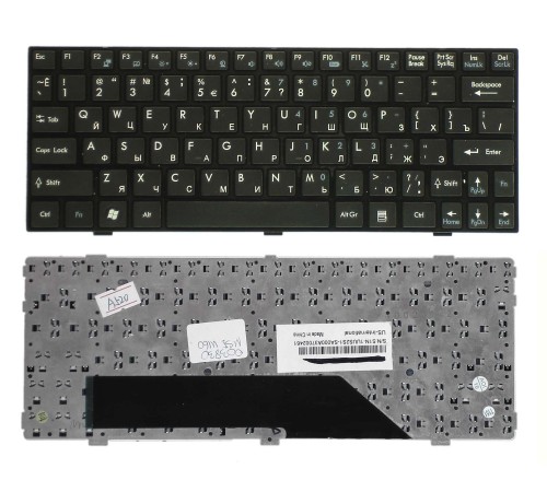 Клавиатура для ноутбука MSI U160 L1350 U135 черная с черной рамкой