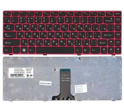 Клавиатура для ноутбука Lenovo IdeaPad Z470 G470AH G470GH Z370 черная с красной рамкой