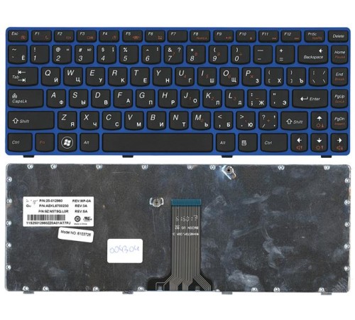 Клавиатура для ноутбука IBM-Lenovo Z470 G470AH G470GH Z370 черная с голубой рамкой