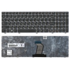 Клавиатура для ноутбука Lenovo Y570, черная, с серой рамкой