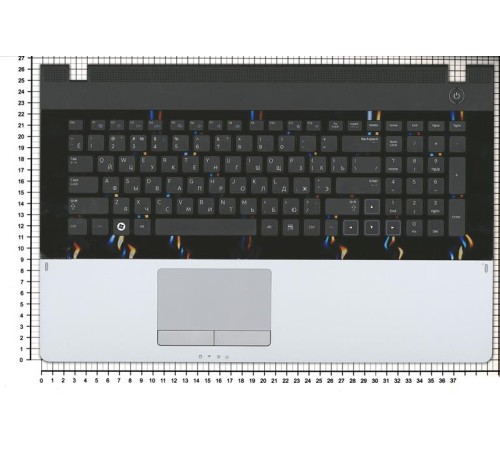 Клавиатура для ноутбука Samsung NP305E7A NP305E7A-S01RU BA75-03351C Топкейс серый, кнопки черные