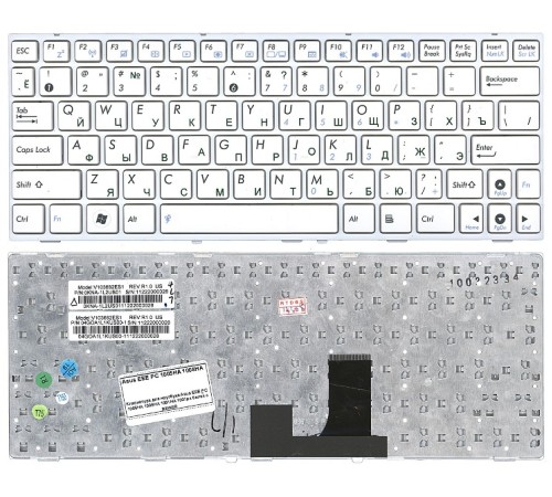 Клавиатура для ноутбука Asus EEE PC 1005HA 1008HA 1001HA 1001px белая с рамкой