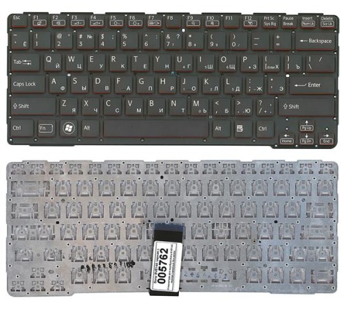 Клавиатура для ноутбука Sony SVE14A черная с красным без рамки