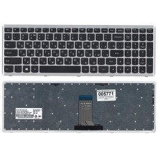 Клавиатура для ноутбука Lenovo IdeaPad U510 Z710 черная с серебристой рамкой