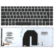 Клавиатура для ноутбука HP Probook 5330 черная рамка серебристая с подсветкой