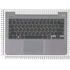 Клавиатура для ноутбука Samsung NP530U3B 530U3B черная топкейс серый BA75-03711C