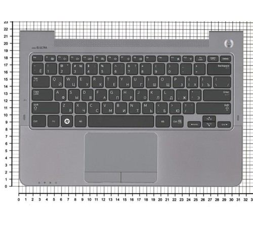 Клавиатура для ноутбука Samsung NP530U3B 530U3B черная топкейс серый BA75-03711C
