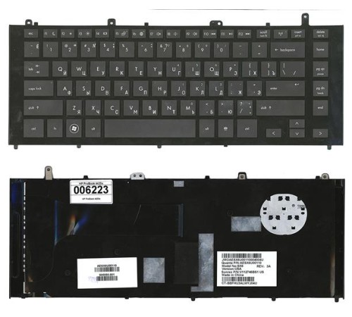 Клавиатура для ноутбука HP ProBook 4425s черная с черной рамкой