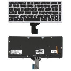 Клавиатура для ноутбука Lenovo IdeaPad Z400 черная с серой рамкой (подсветка)