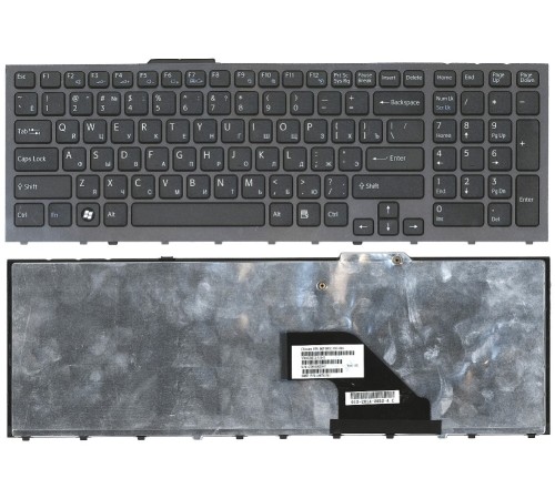 Клавиатура для ноутбука Sony Vaio VPC-F11 VPC-F12 VPC-F13 (RU) черная, с серой рамкой