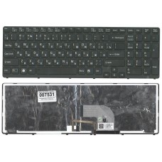 Клавиатура для ноутбука Sony Vaio SVE17 черная с подсветкой с черной рамкой