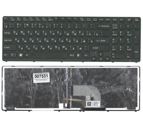 Клавиатура для ноутбука Sony Vaio SVE17 черная с подсветкой с черной рамкой