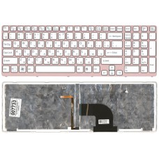 Клавиатура для ноутбука Sony Vaio SVE17 белая рамка розовая с подсветкой