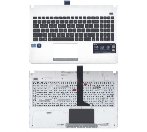 Клавиатура для ноутбука ASUS X501A черная топ-панель белая