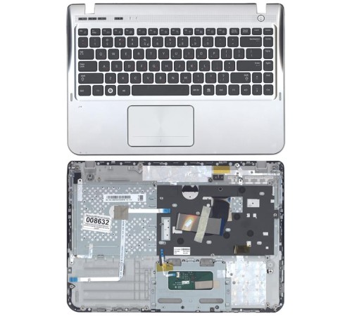 Клавиатура для ноутбука Samsung SF310 черная топ-панель серебристая