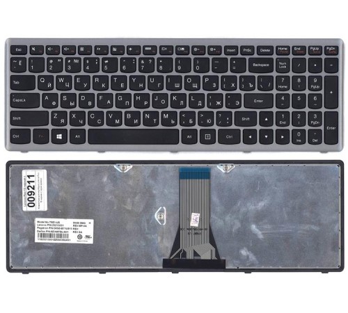 Клавиатура для ноутбука Lenovo Flex 15 черная с серой рамкой
