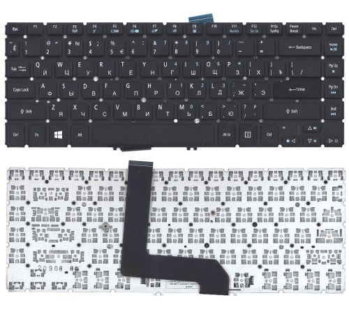 Клавиатура для ноутбука Acer Aspire M5-481T черная c подсветкой без рамки