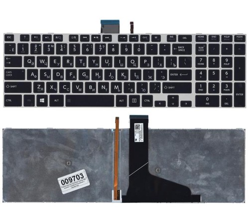 Клавиатура для ноутбука Toshiba S50 черная с серебристой рамкой и подсветкой