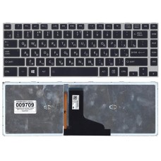 Клавиатура для ноутбука TOSHIBA M40T черная с серой рамкой и подсветкой
