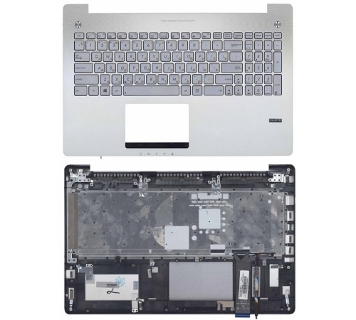 Клавиатура для ноутбука ASUS N550 серебристая топ-панель